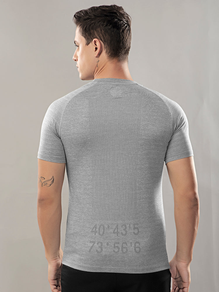 Sport Sun Seamless Round Neck Light Grey T Shirt