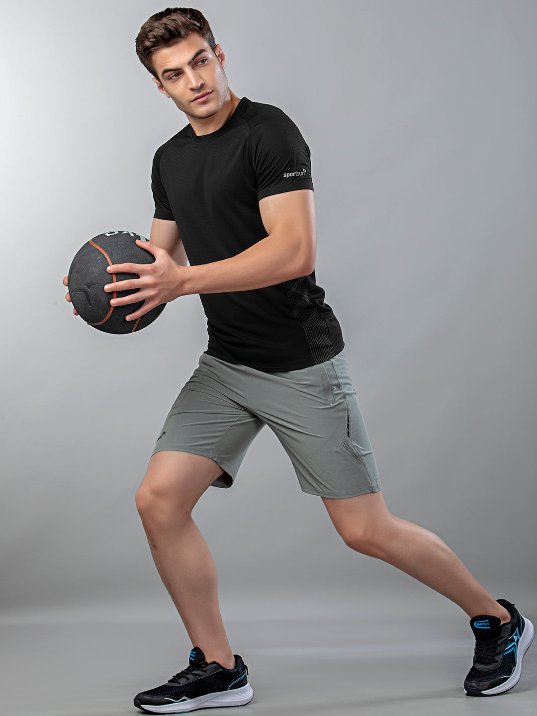 Sport Sun Active Round Neck Black T Shirt