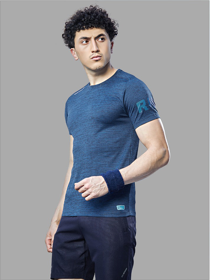 Sport Sun Cool Run Round Neck Navy Blue T Shirt