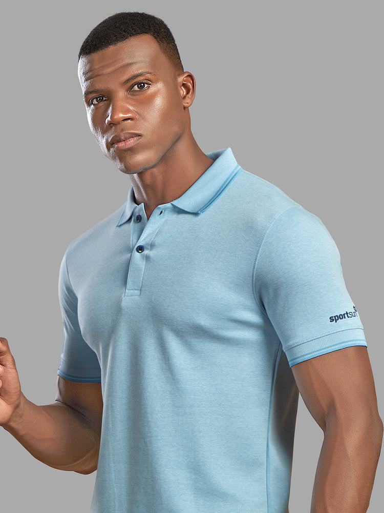 Sport Sun Sky Milange Cotton Matty Polo T Shirt