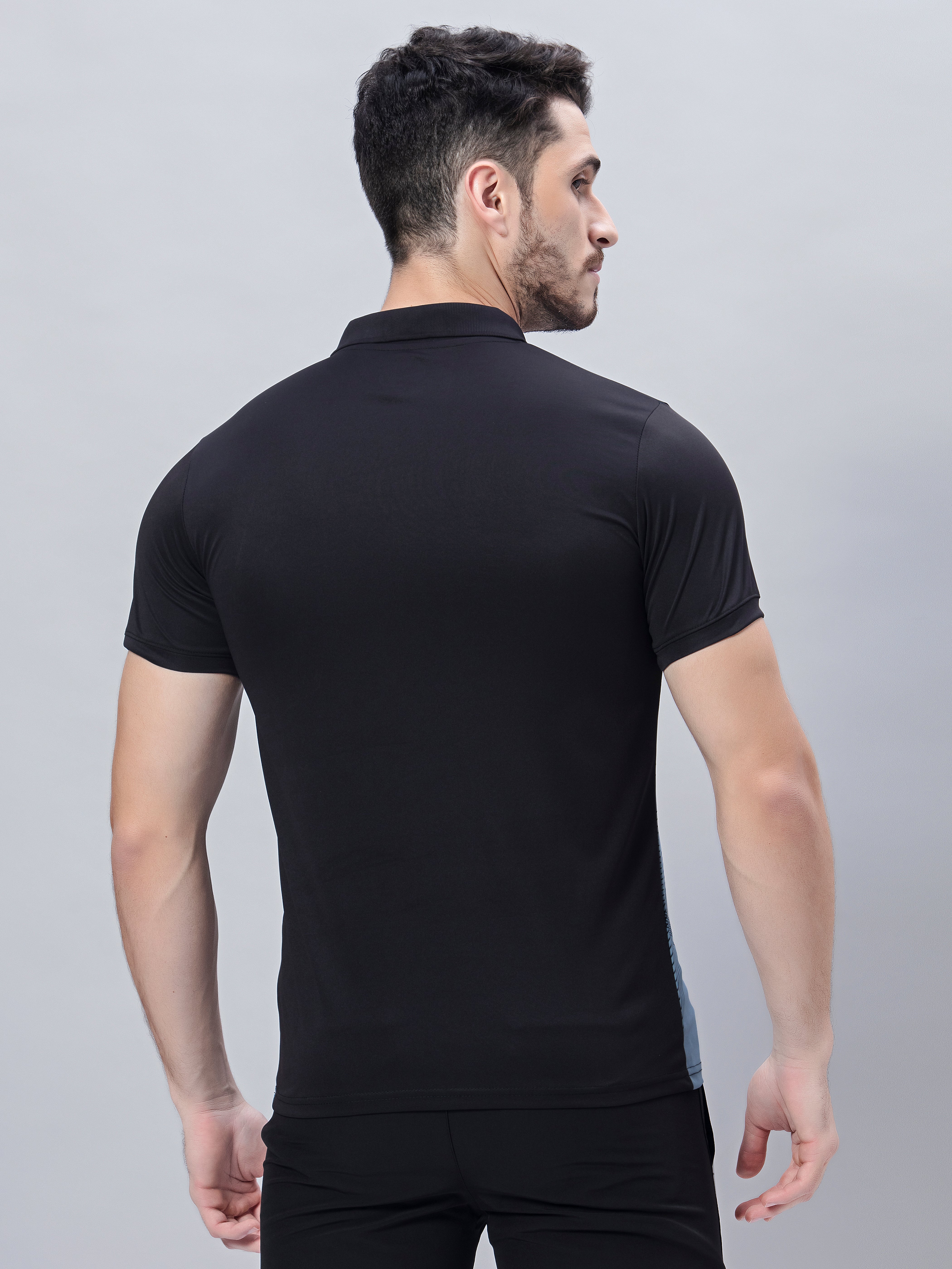 Sport Sun Printed Black Polo T Shirt