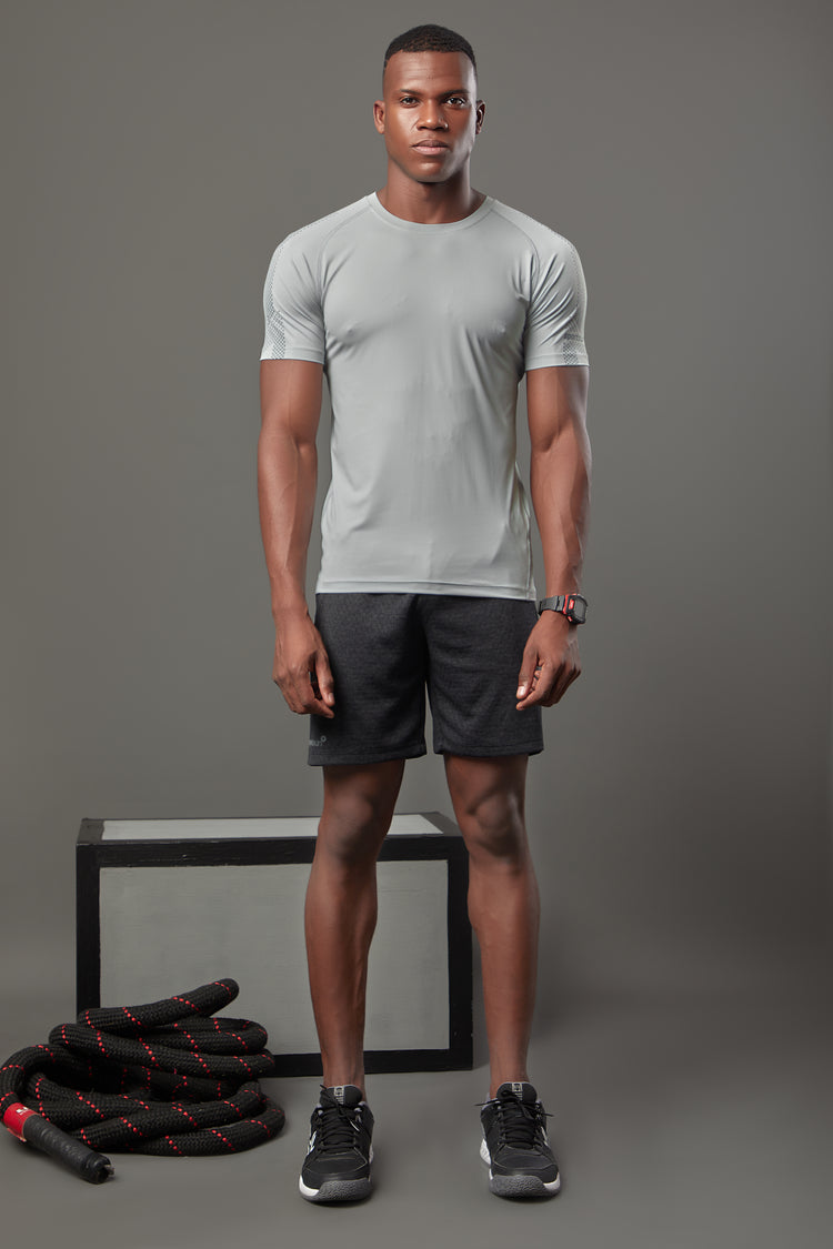 Sport Sun Round Neck Nylon Max Light Grey T Shirt