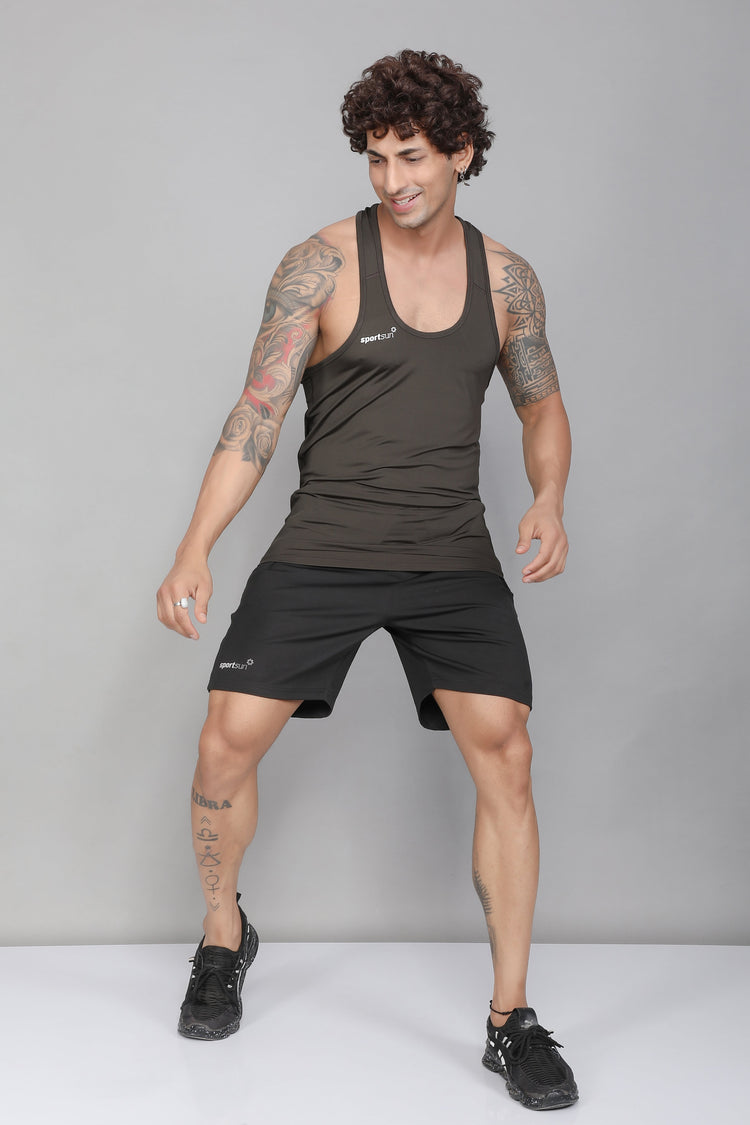 Sport Sun Olive Gym Vest for men