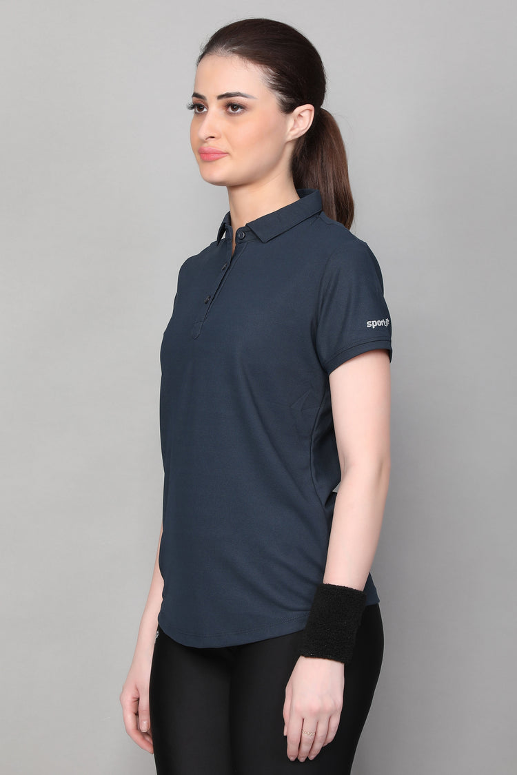 Sport Sun Max Polo Navy Blue T Shirt for Women