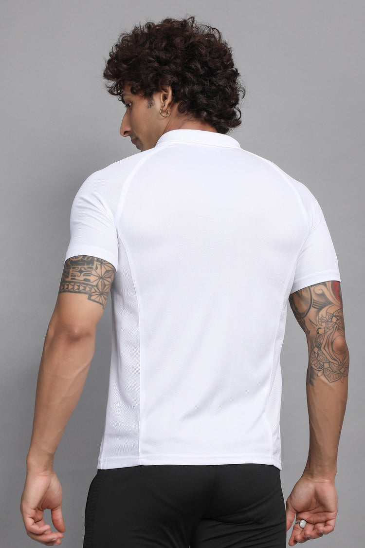 Sport Sun White Cricket Polo T Shirt For Men