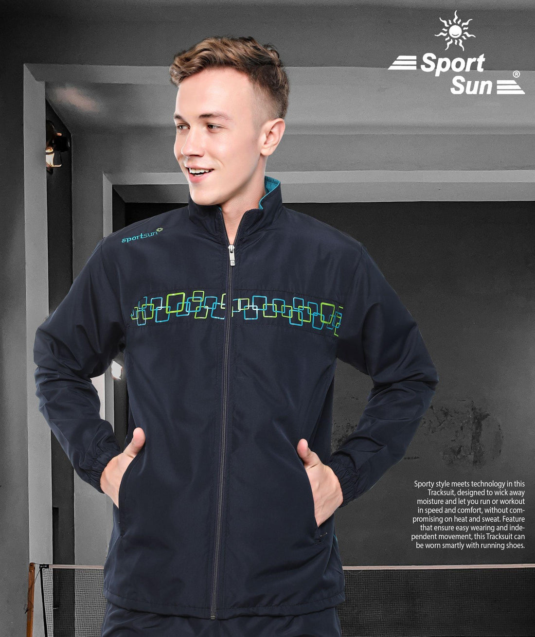 Sport sun store navy polyester tracksuit