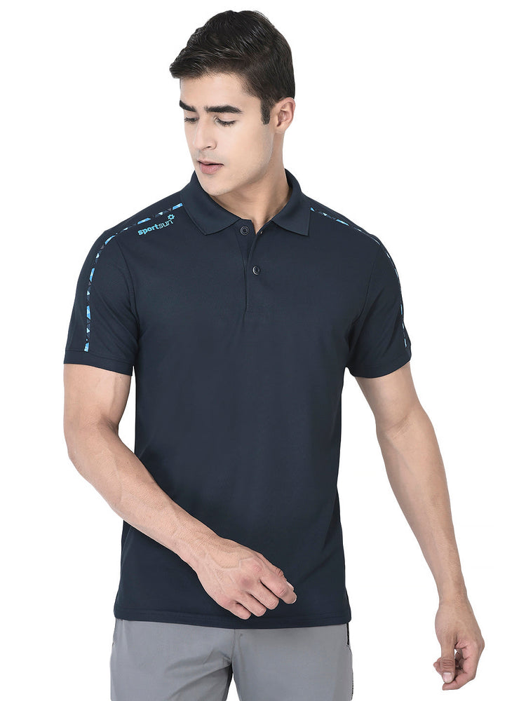 Sport Sun Max Polo Plus Navy Blue T-shirt for Men