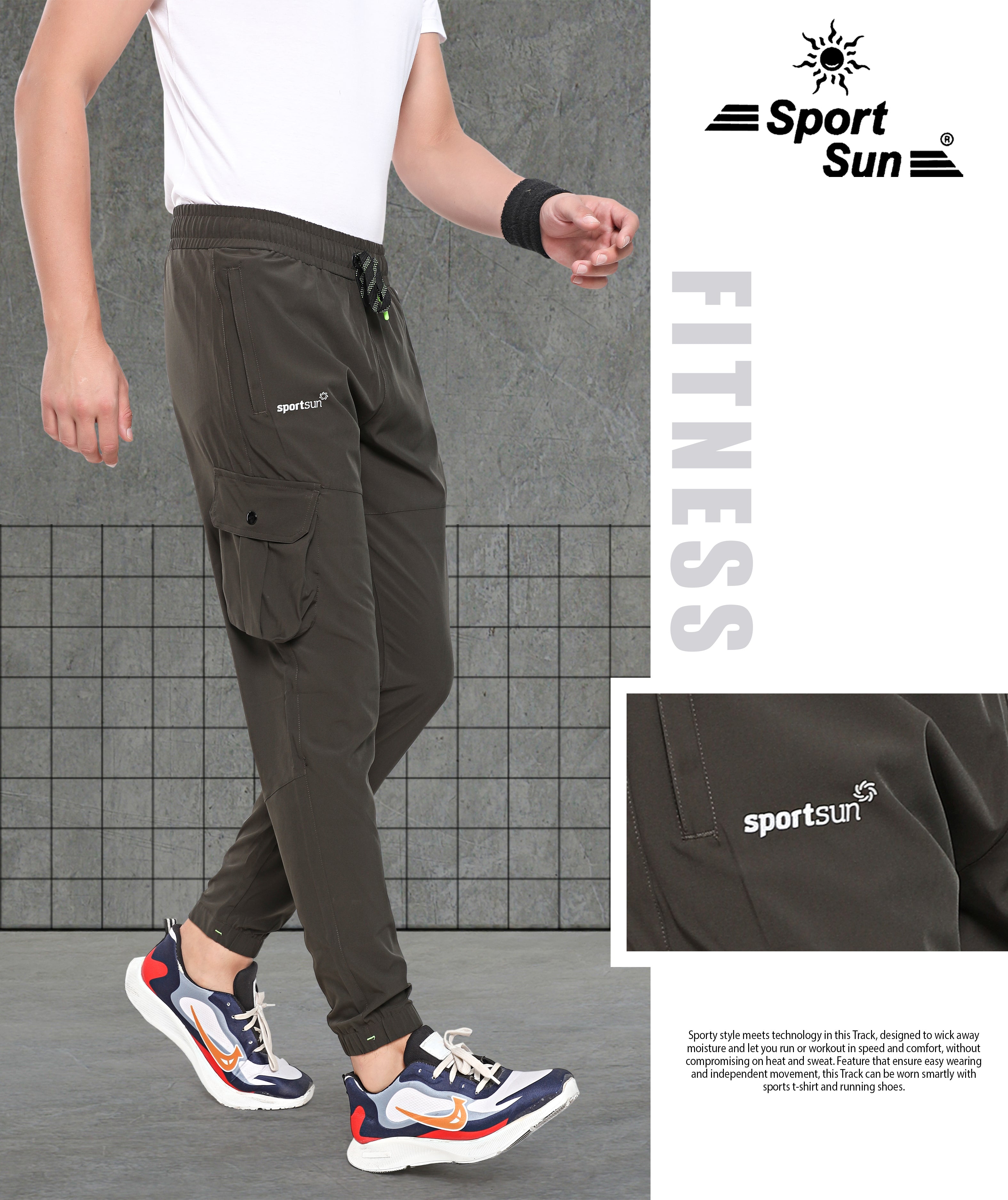 Sport Sun Dark Grey NS Lycra Cargo Jogger