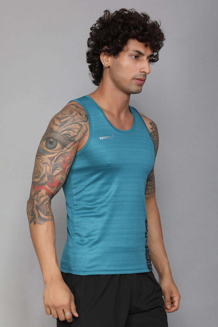 Sport Sun Teal Fitness Vest/Sando for men