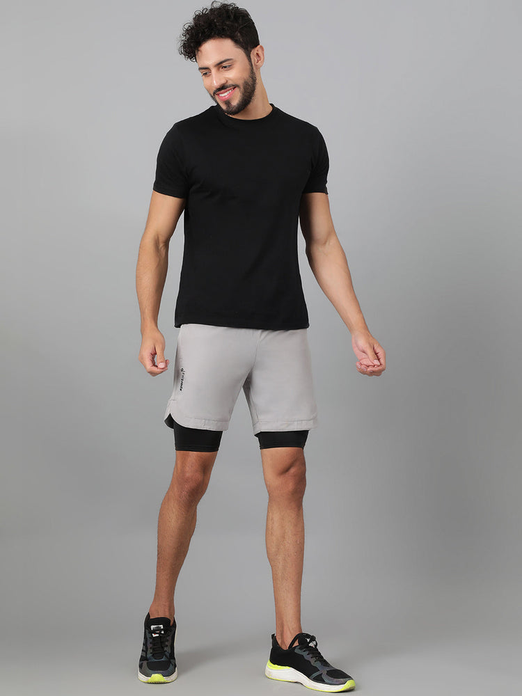 Sport Sun Solid Men NS Lycra Light Grey Compression Shorts
