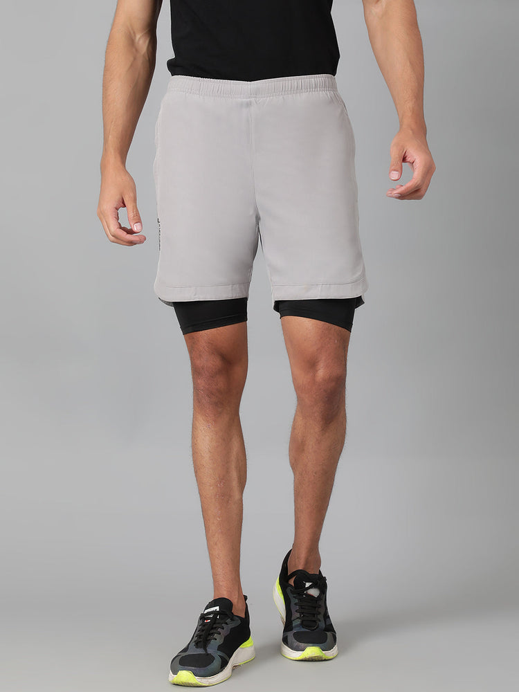 Sport Sun Solid Men NS Lycra Light Grey Compression Shorts