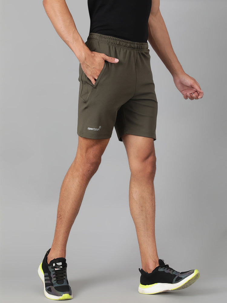 Sport Sun Solid Men Olive Playcool Shorts