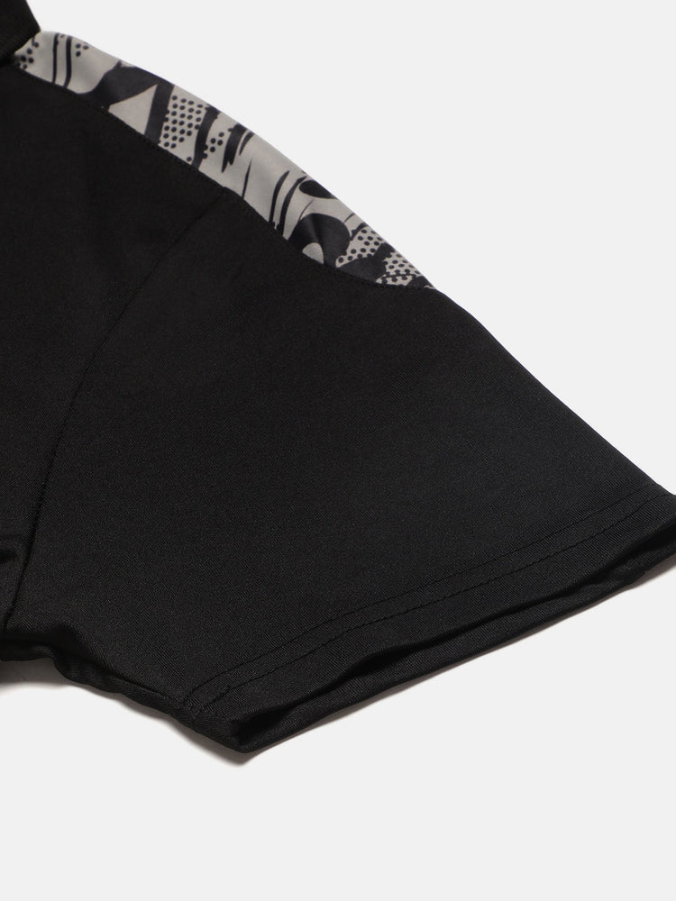 Sport Sun Dry-Fit Polo Black T-shirt for Men