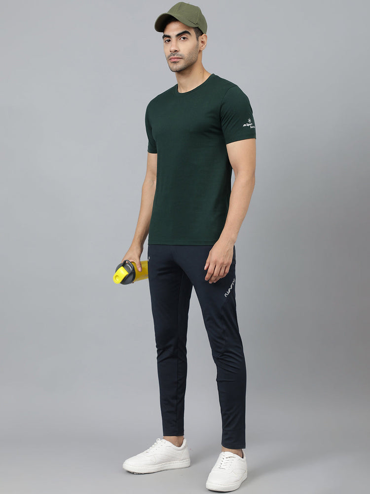 Sport Sun Cotton Round Neck Olive T-Shirt for Men
