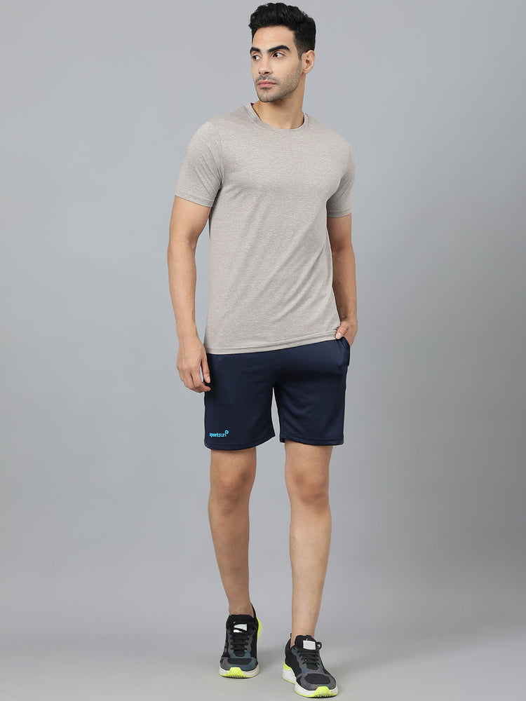 Sport Sun Cotton Round Neck Light Grey Milange T-Shirt for Men