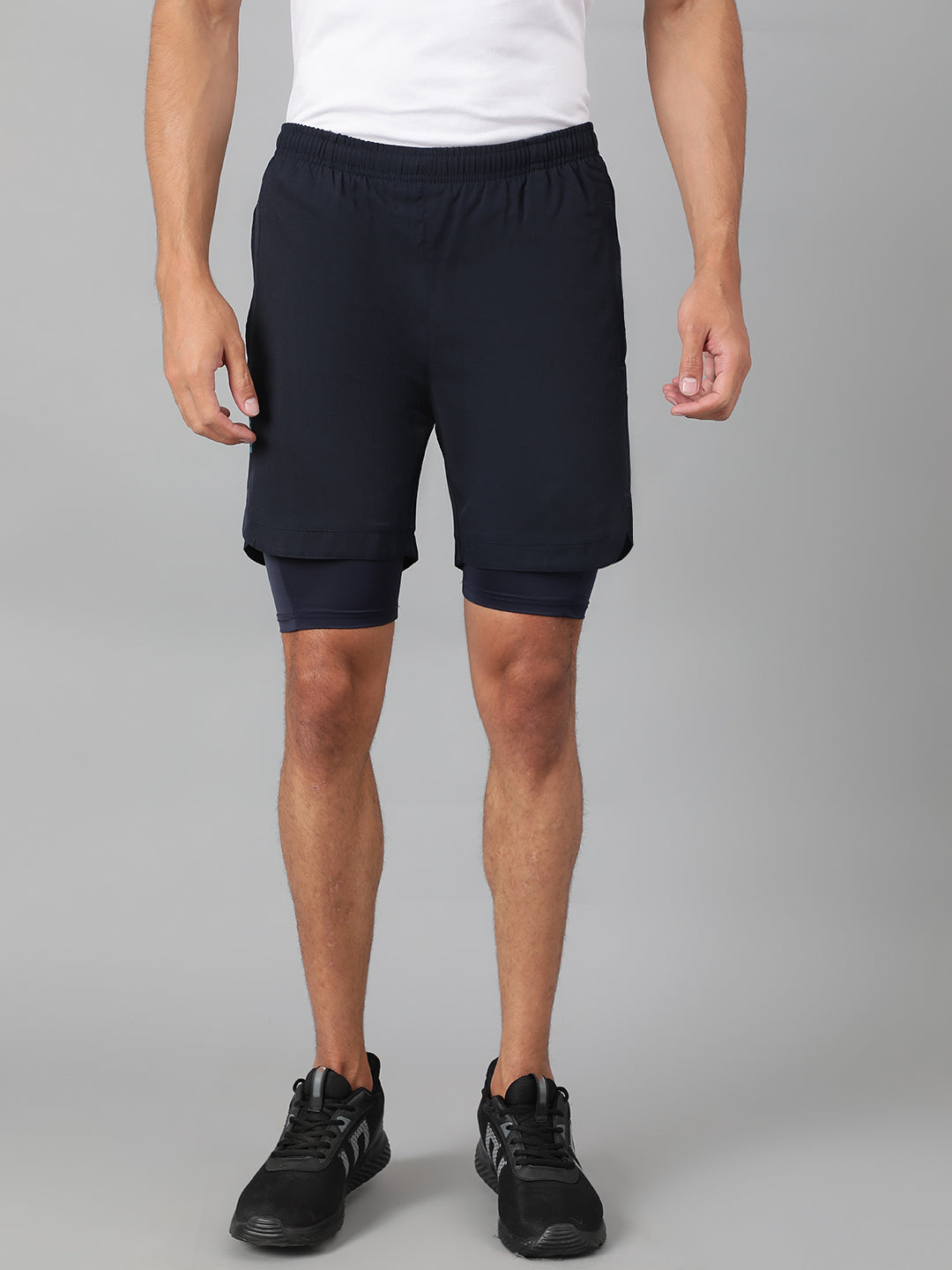 Sport Sun Solid Men NS Lycra Navy Blue Compression Shorts