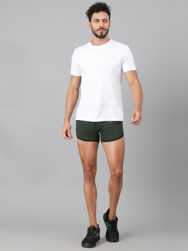 Sport Sun Solid Men NS Lycra Olive Running Shorts