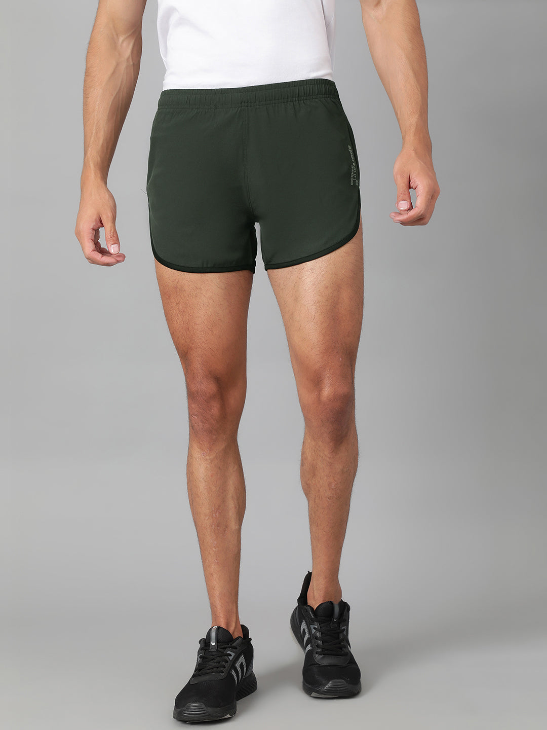 Sport Sun Solid Men NS Lycra Olive Running Shorts