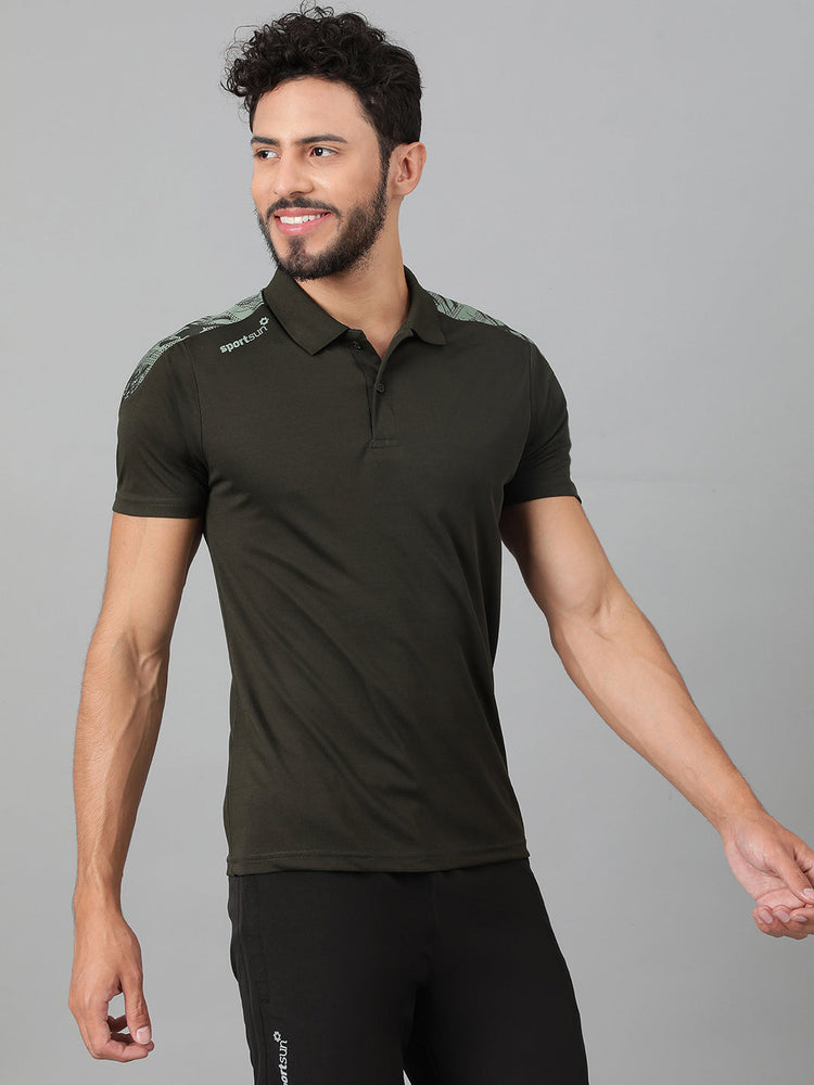 Sport Sun Dry-Fit Polo Olive T-shirt for Men