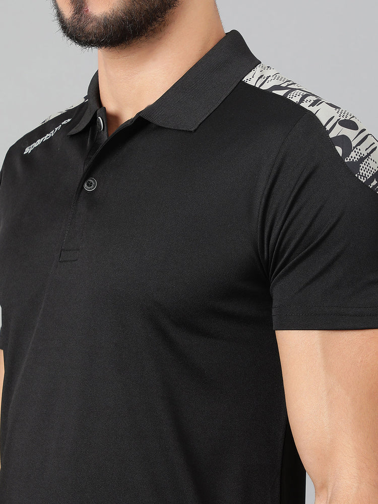 Sport Sun Dry-Fit Polo Black T-shirt for Men