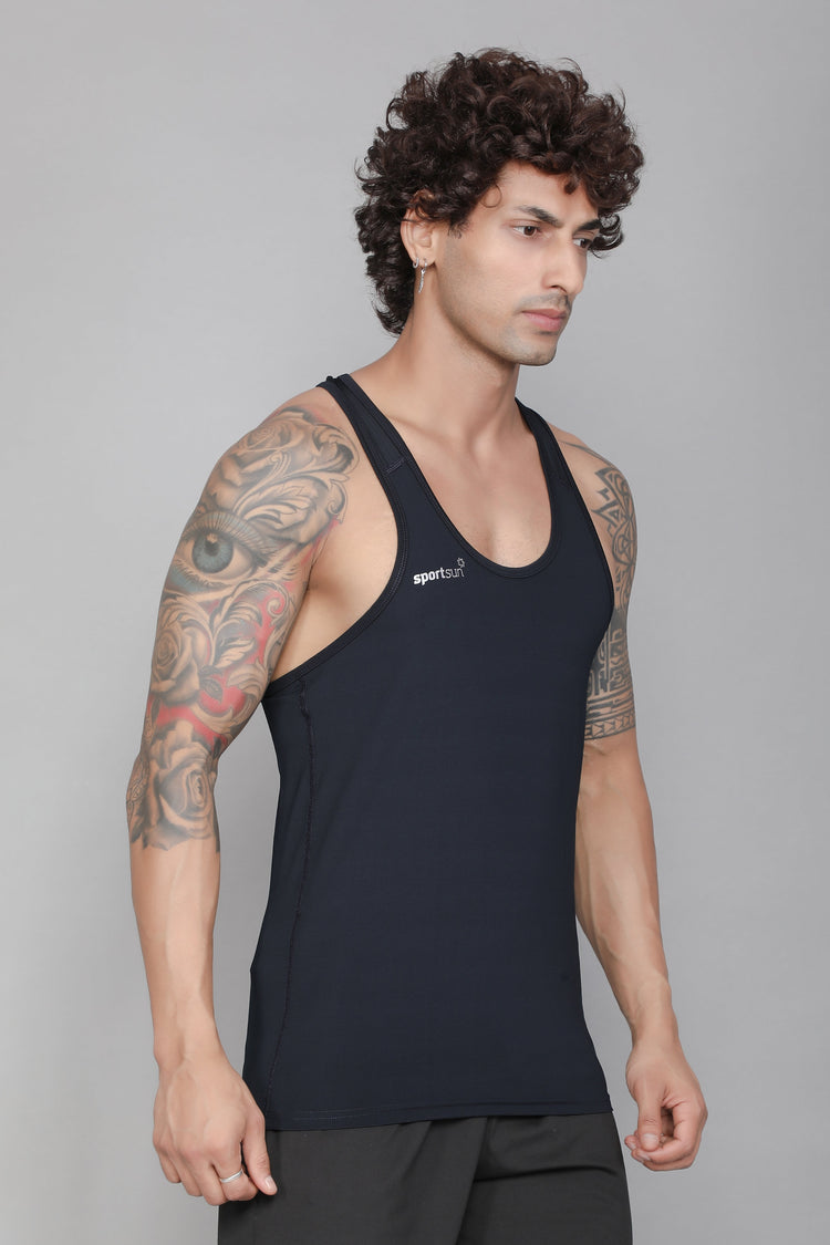 Sport Sun Navy Blue Gym Vest for men