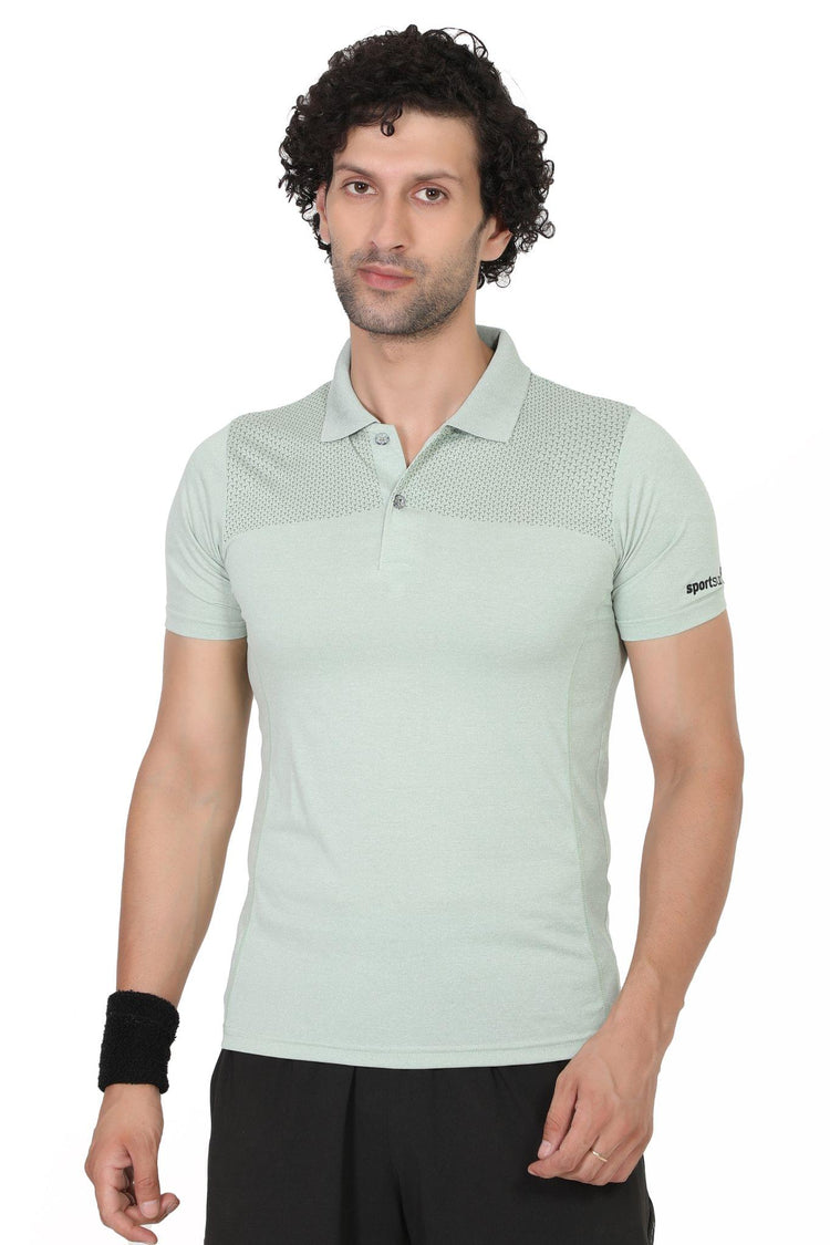 Sport Sun Milange Polo Printed Mint T Shirt for Men
