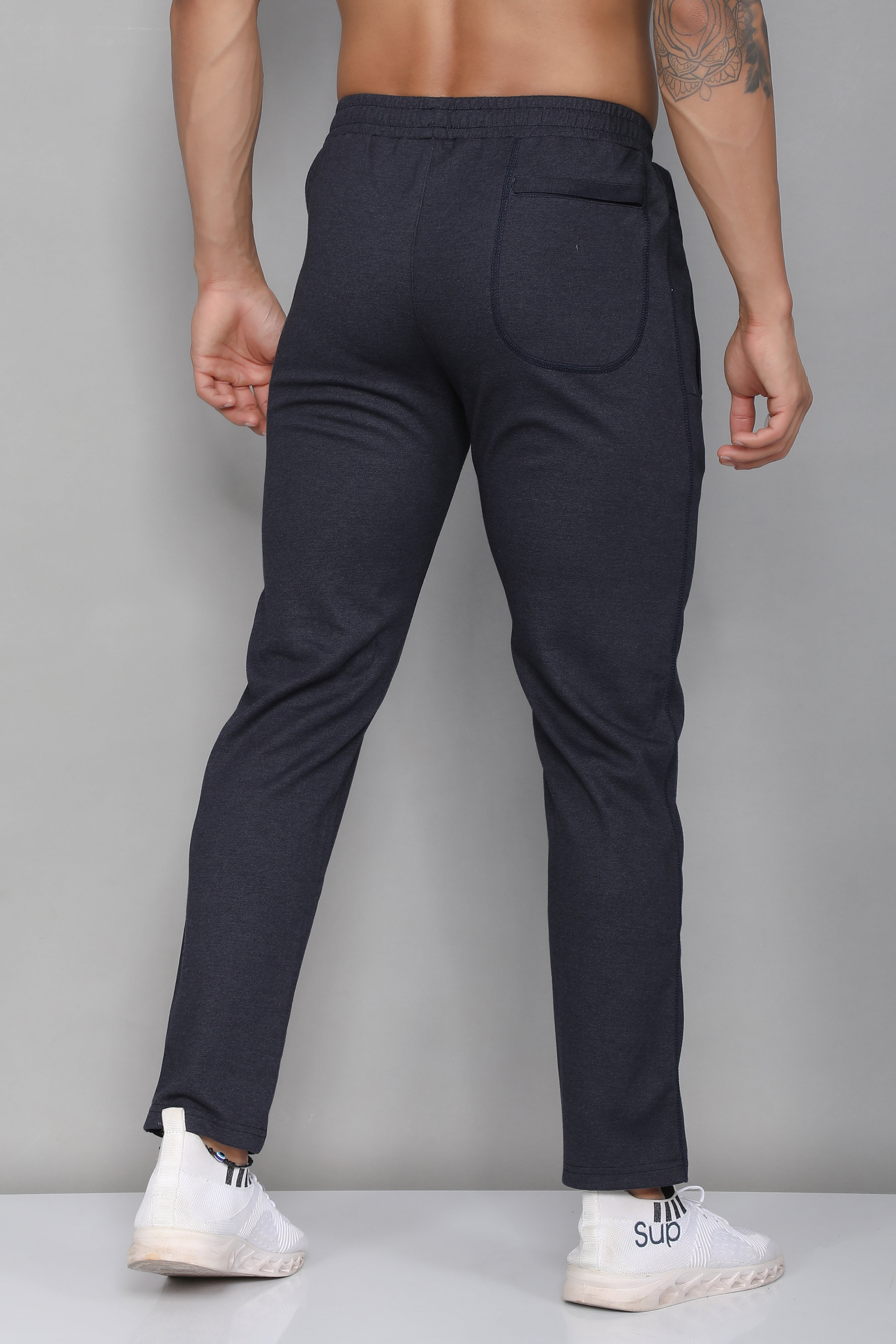 Sport Sun Active Cotton Dark Grey Milange Track Pant for Men