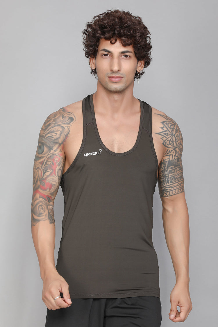 Sport Sun Olive Gym Vest for men