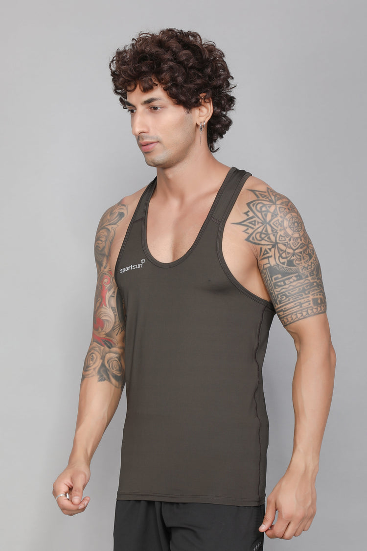 Sport Sun Olive Gym Vest for men