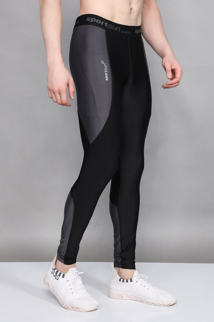 Sport Sun Full Length X-FIT Black Compression Tights For Men