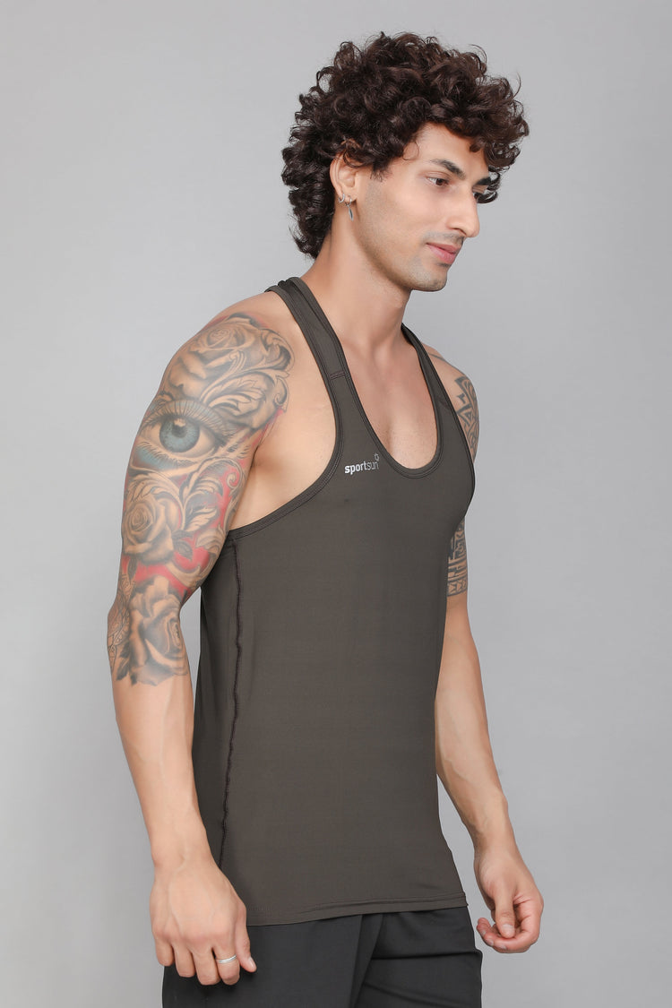 Sport Sun Olive Gym Vest for men