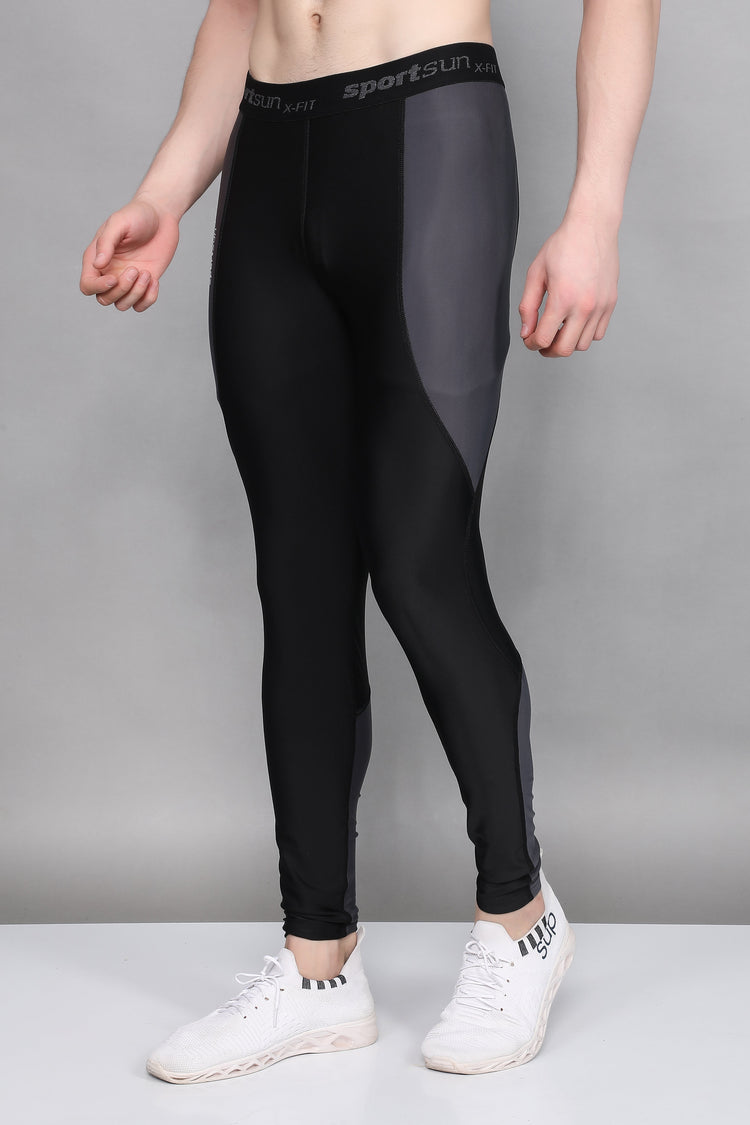 Sport Sun Full Length X-FIT Black Compression Tights For Men