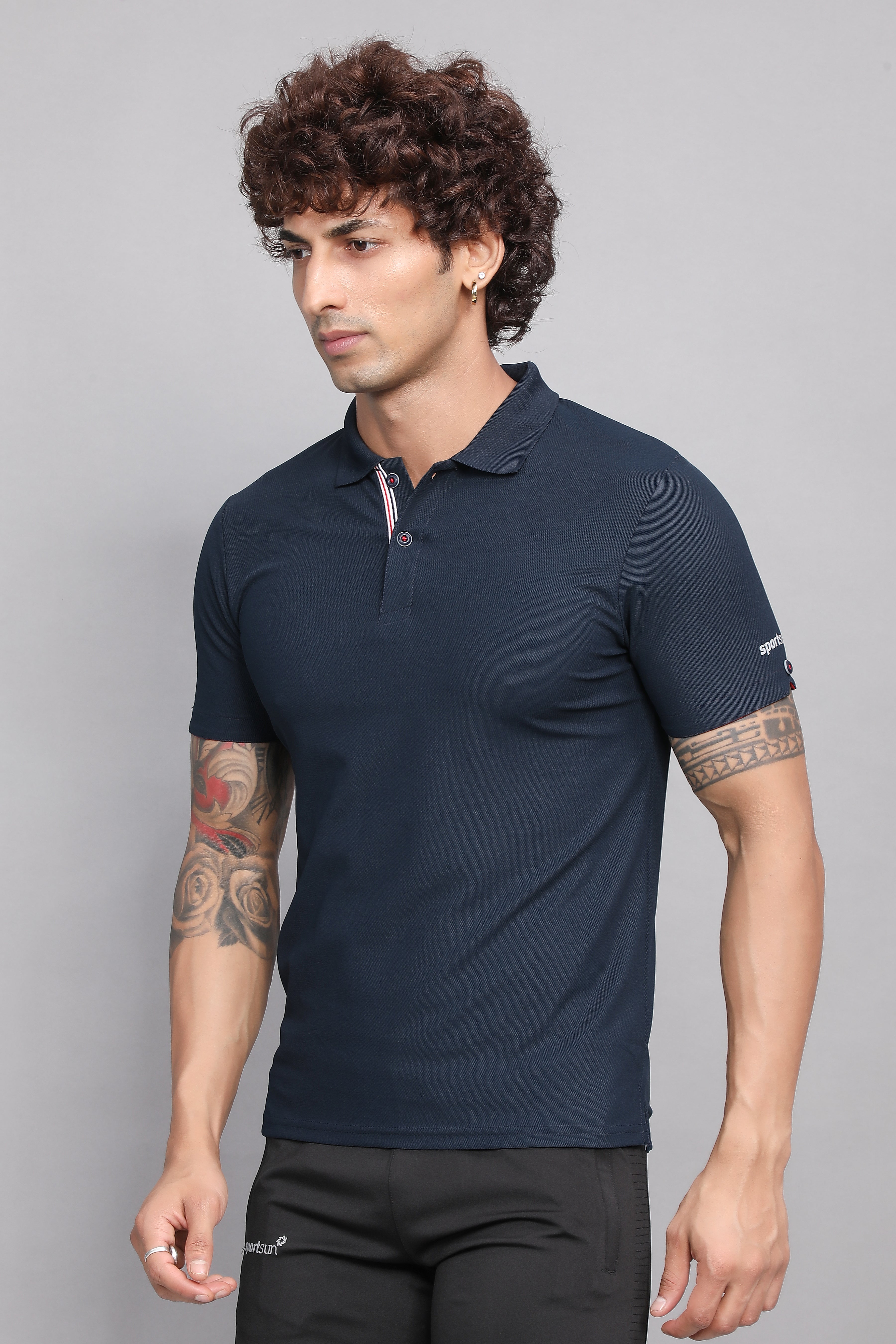 Sport Sun Max Polo Navy Blue T-shirt for Men